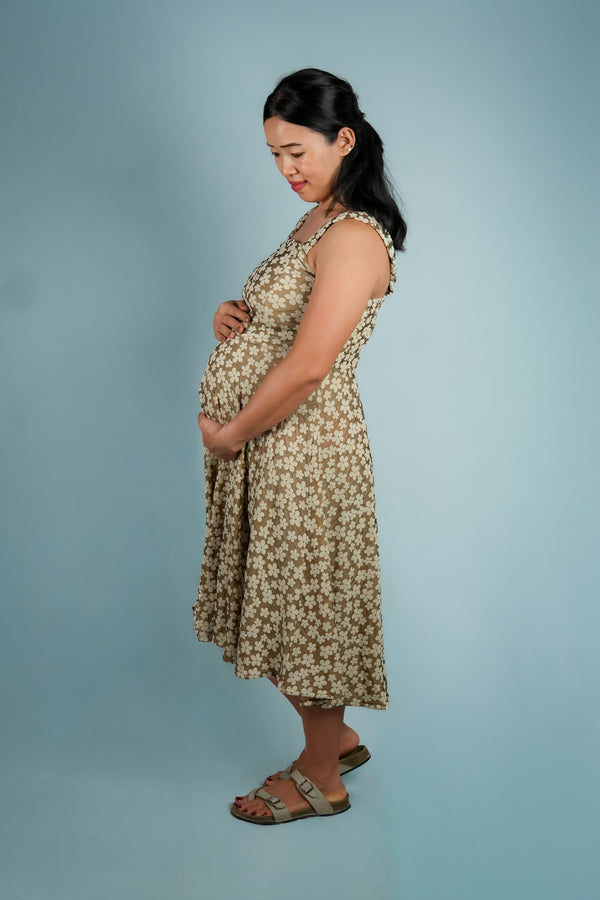 Brown Floral, mocha floral dress