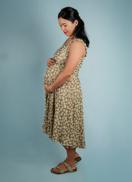 Brown Floral, mocha floral dress