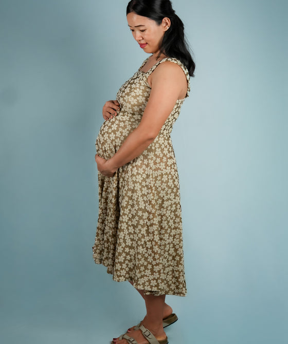 Brown Floral, mocha floral dress